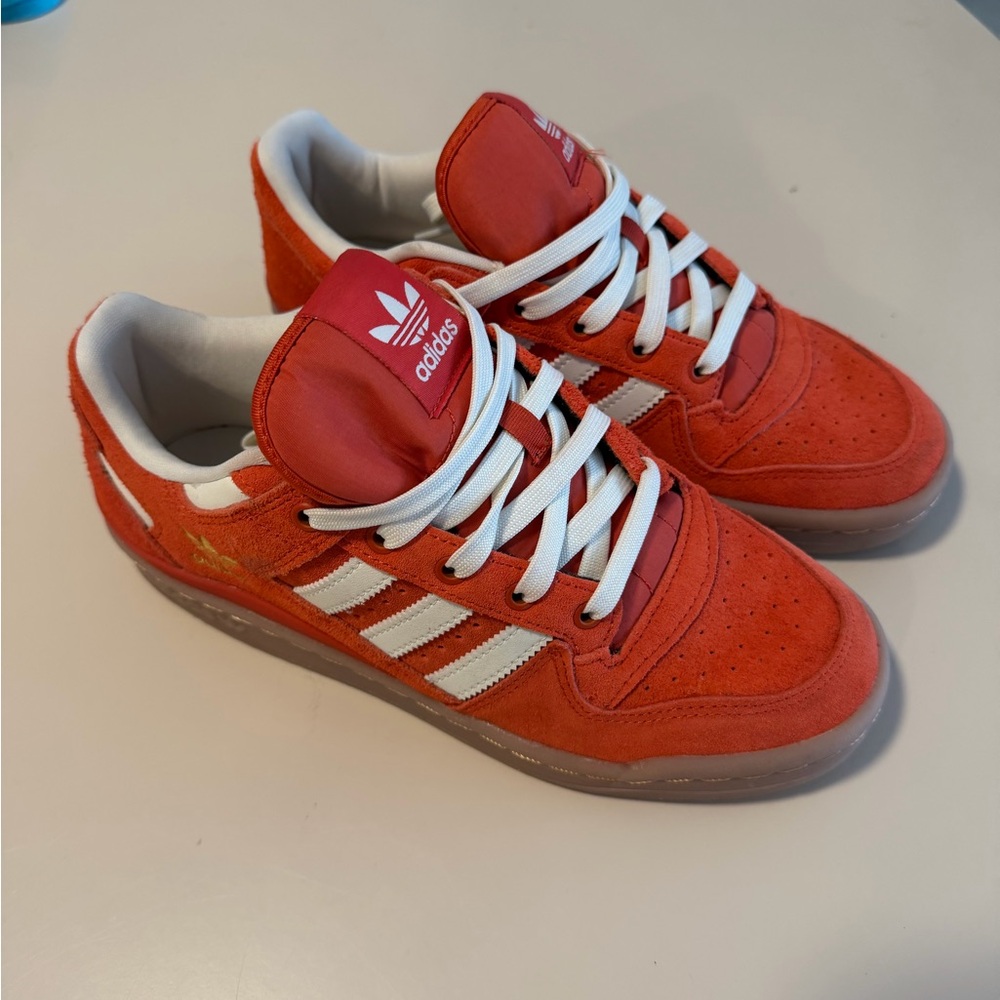 Adidas Orange/red And White Sneakers Men Or Women Size 7